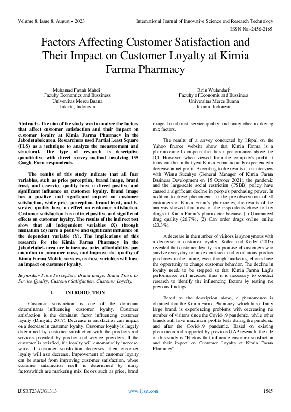 (PDF) Factors Affecting Customer Satisfaction and Their Impact on ...