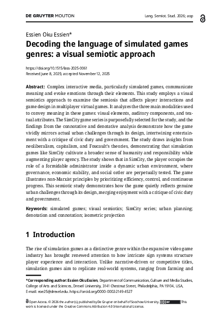 (PDF) Decoding the Language of Simulated Games Genres: A Visual ...