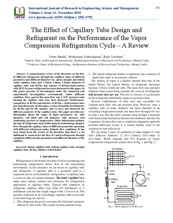 (PDF) The Effect of Capillary Tube Design and Refrigerant on the ...