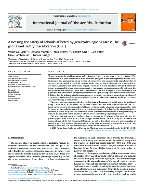 (PDF) Assessing the safety of schools affected by geo-hydrologic ...