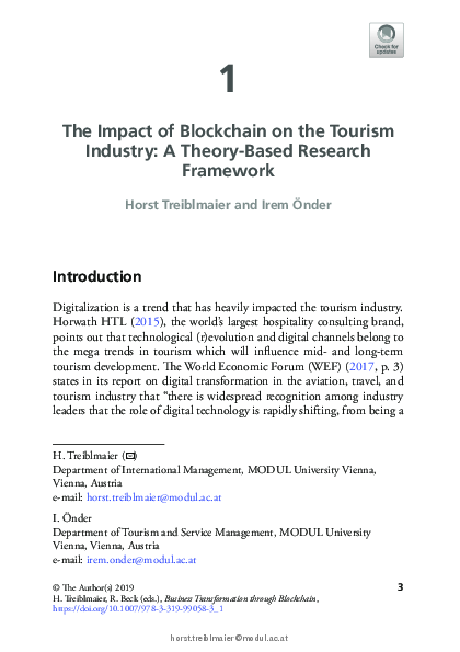 (PDF) The Impact of Blockchain on the Tourism Industry: A Theory-Based ...