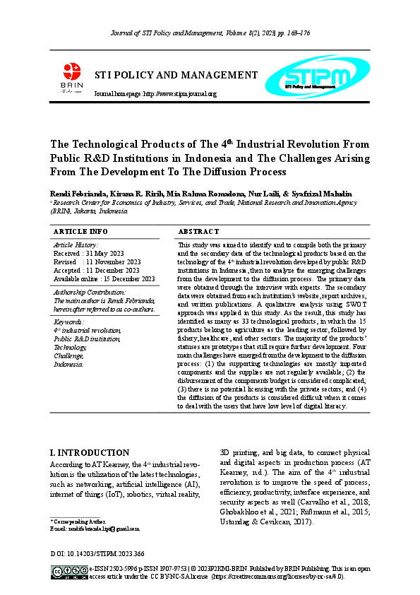(PDF) The Technological Products of the 4th Industrial Revolution From ...