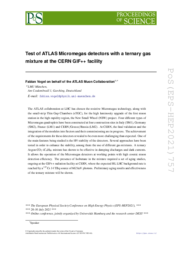 (PDF) Test of ATLAS Micromegas detectors with ternary gas mixture at ...