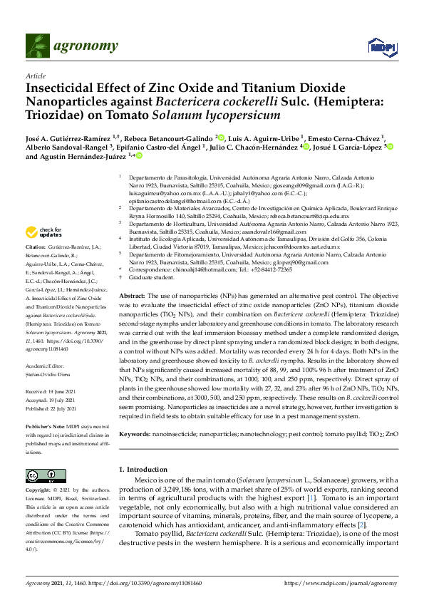 (PDF) Insecticidal Effect of Zinc Oxide and Titanium Dioxide ...