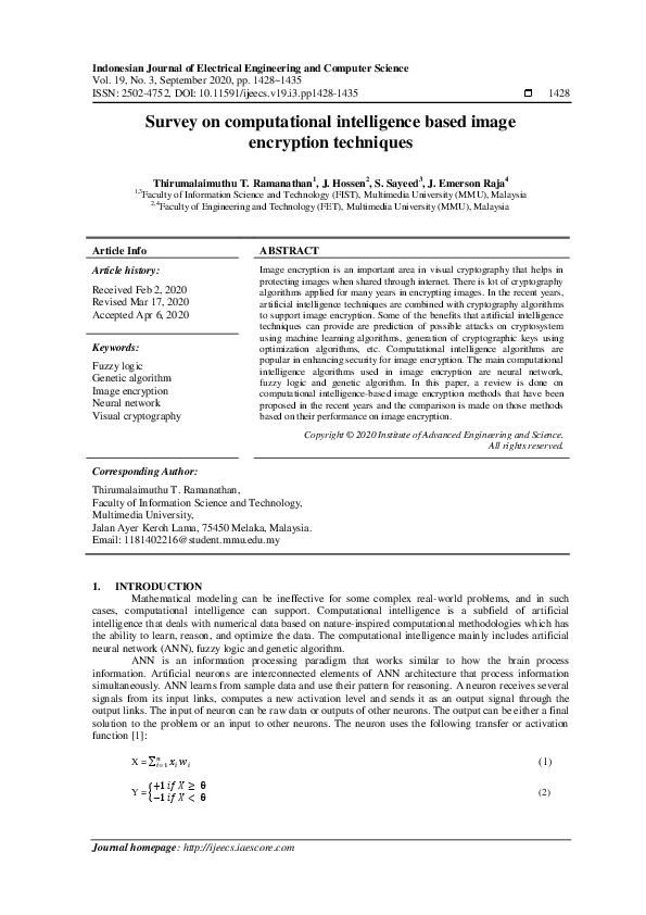 (PDF) Survey on computational intelligence based image encryption ...