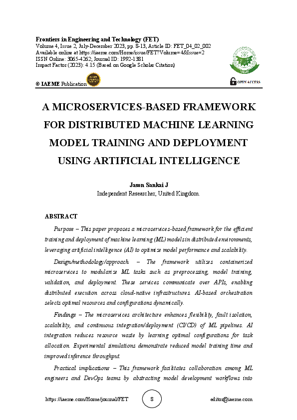 (PDF) A MICROSERVICES-BASED FRAMEWORK FOR DISTRIBUTED MACHINE LEARNING ...