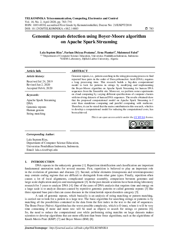 (PDF) Genomic repeats detection using Boyer-Moore algorithm on Apache ...