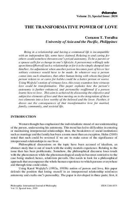 (PDF) The Transformative Power of Love