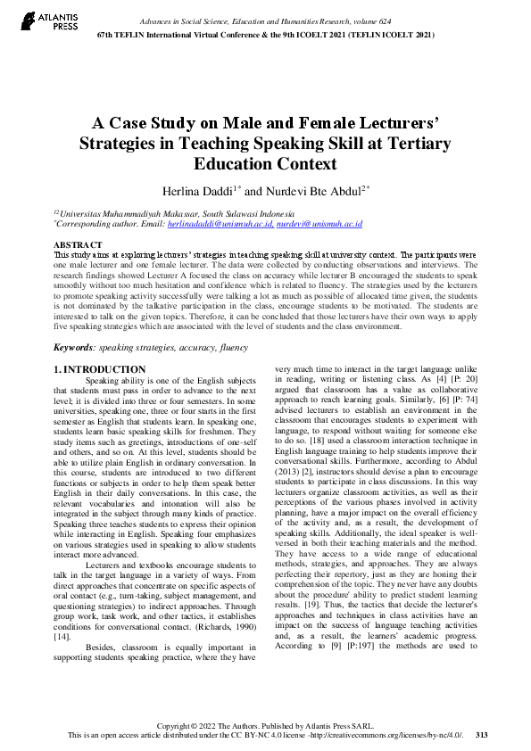 (PDF) A Case Study on Male and Female Lecturers’ Strategies in Teaching ...