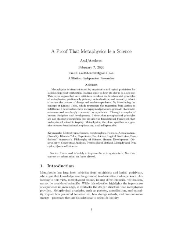 (PDF) A Proof That Metaphysics Is a Science