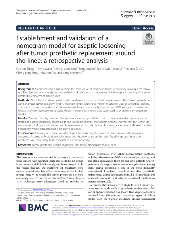 (PDF) Establishment and validation of a nomogram model for aseptic ...