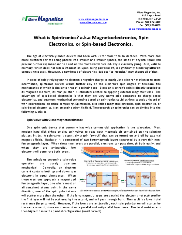 (PDF) What is Spintronics