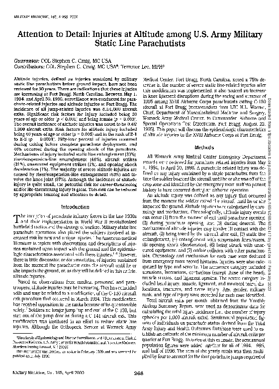 (PDF) Attention to Detail: Injuries at Altitude among U.S. Army ...