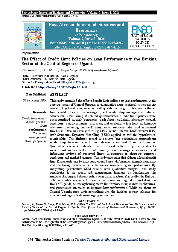 (PDF) The Effect of Credit Limit Policies on Loan Performance in the ...