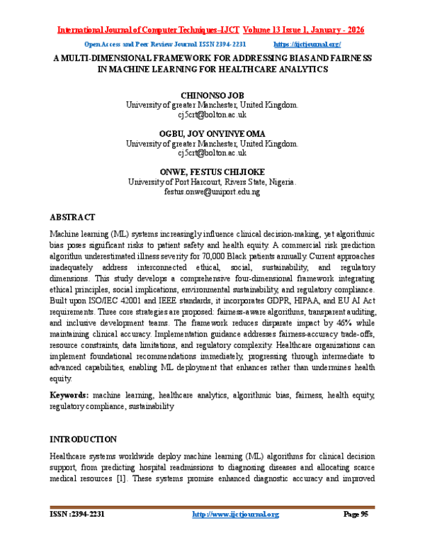 (PDF) A MULTI-DIMENSIONAL FRAMEWORK FOR ADDRESSING BIAS AND FAIRNESS IN ...