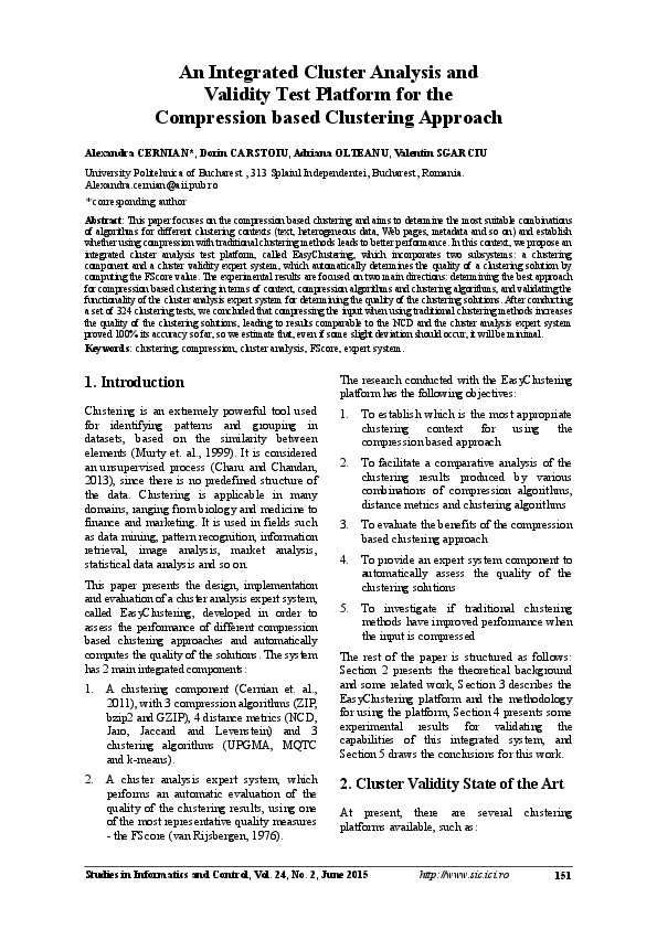 (PDF) An Integrated Cluster Analysis and Validity Test Platform for the ...