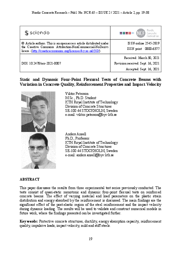 (PDF) Static and Dynamic Four-Point Flexural Tests of Concrete Beams ...