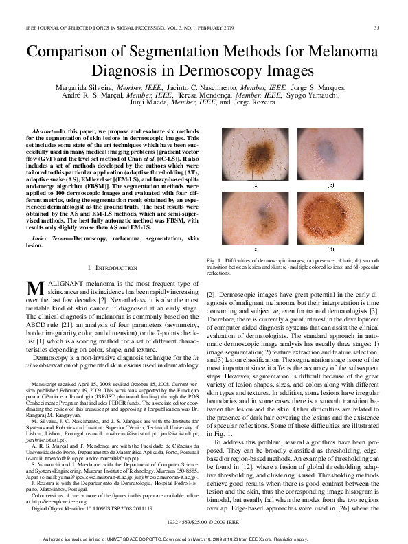 (PDF) Comparison of Segmentation Methods for Melanoma Diagnosis in ...