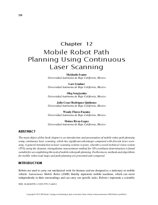 (PDF) Mobile Robot Path Planning Using Continuous Laser Scanning