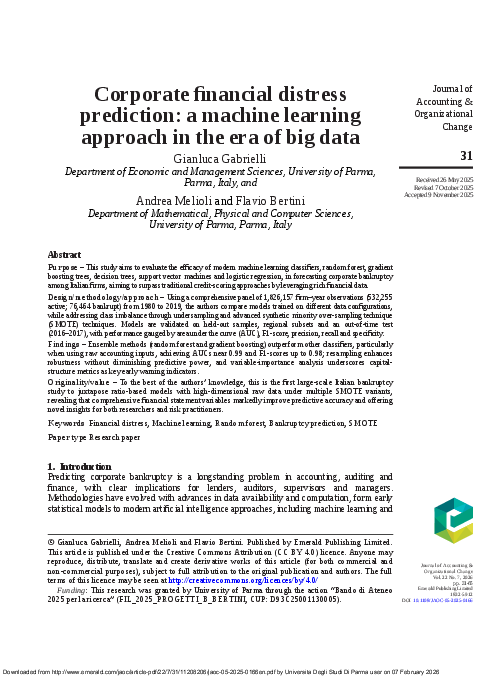 (PDF) Corporate financial distress prediction: a machine learning ...