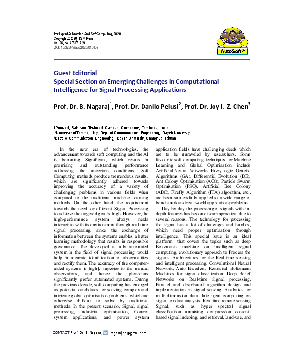 (PDF) Guest Editorial : Special Section on Emerging Challenges in ...