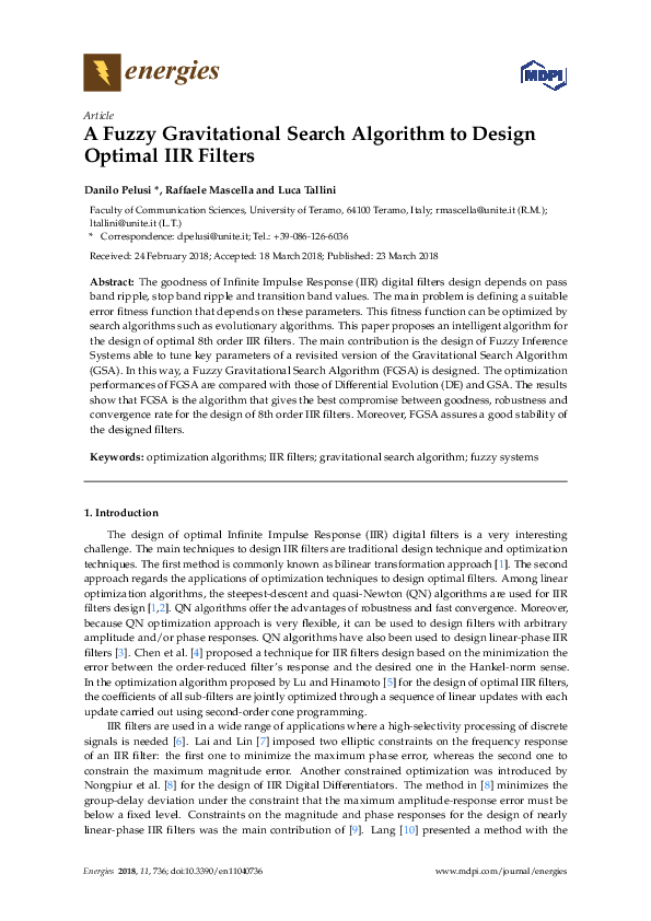 (PDF) A Fuzzy Gravitational Search Algorithm to Design Optimal IIR Filters
