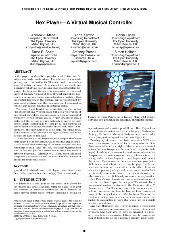 (PDF) Hex Player—a virtual musical controller
