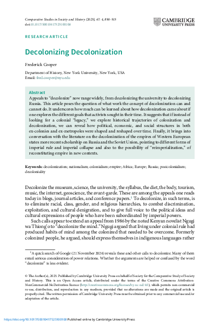 (PDF) Decolonizing Decolonization