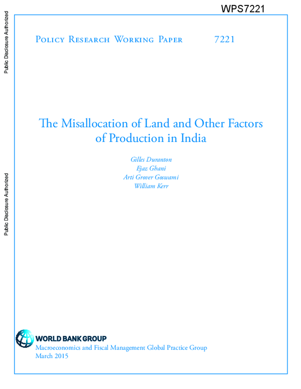 (PDF) The Misallocation of Land and other Factors of Production in India