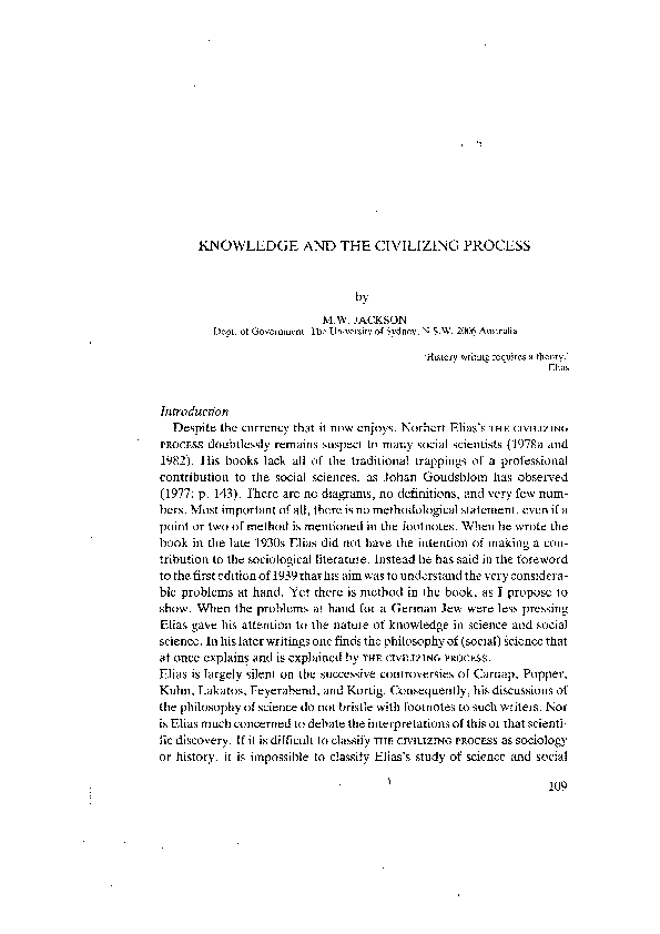 (PDF) Knowledge and the Civilizing Process