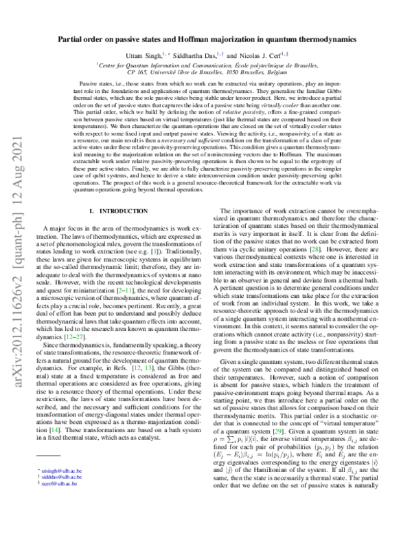 (PDF) Partial order on passive states and Hoffman majorization in ...