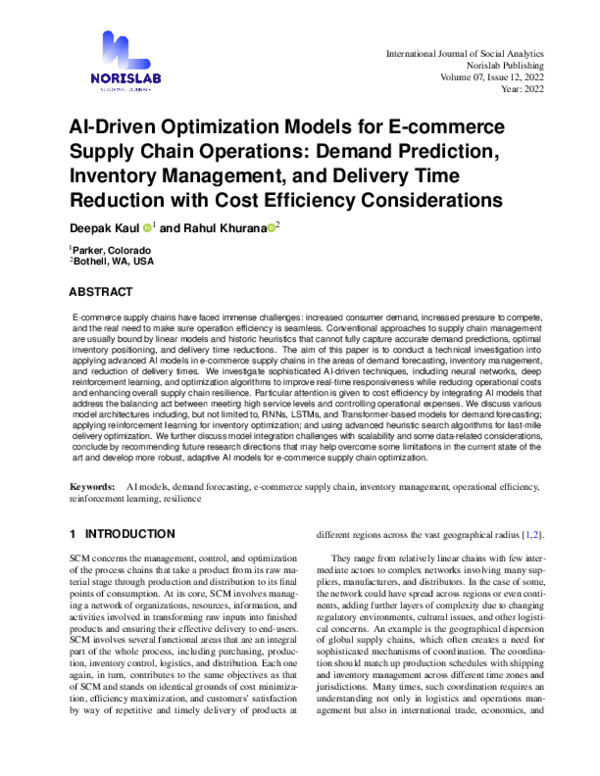 (PDF) AI-Driven Optimization Models for E-commerce Supply Chain ...