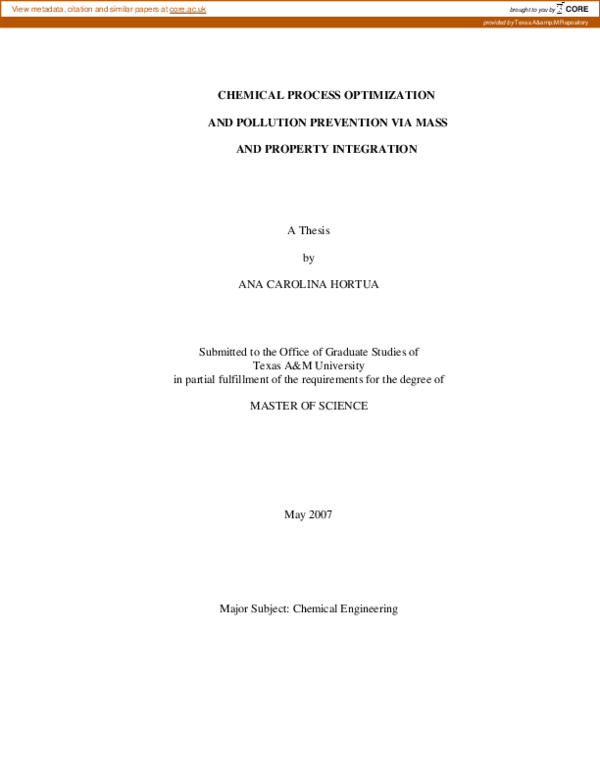 (PDF) Chemical process optimization and pollution prevention via mass ...