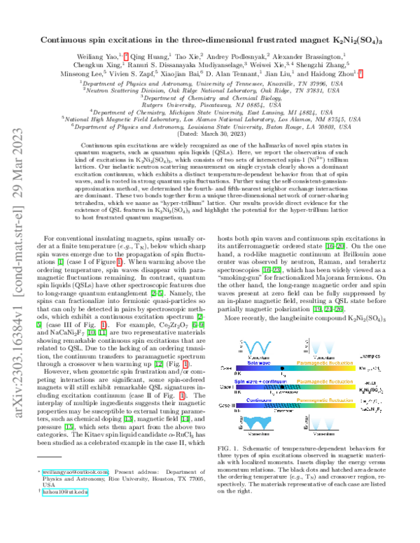 PDF) Continuous spin excitations in the three-dimensional