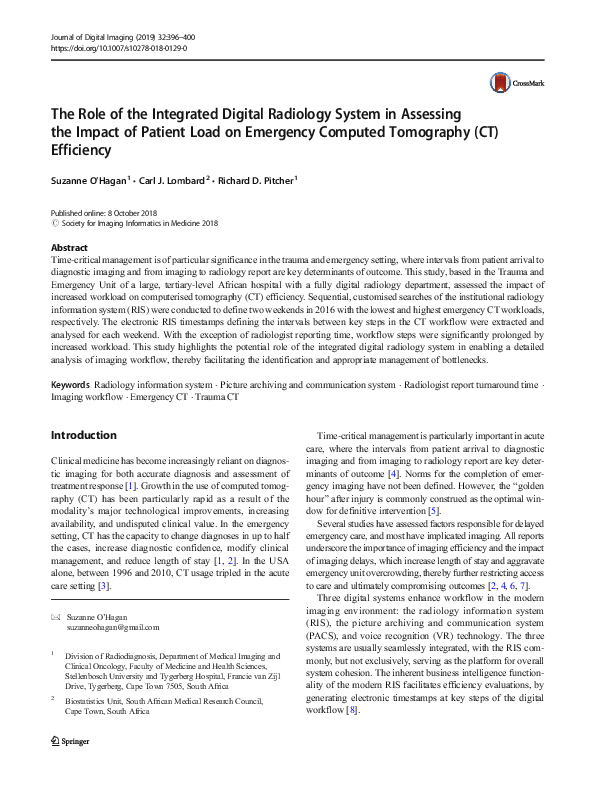 (PDF) The Role of the Integrated Digital Radiology System in Assessing ...
