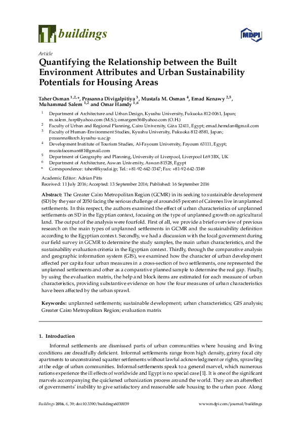 (PDF) Quantifying the Relationship between the Built Environment ...