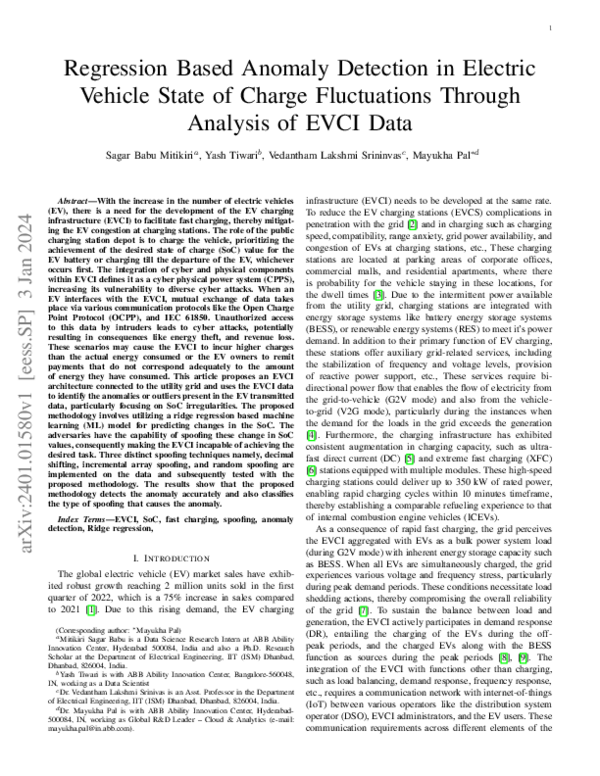 (PDF) Regression Based Anomaly Detection in Electric Vehicle State of ...