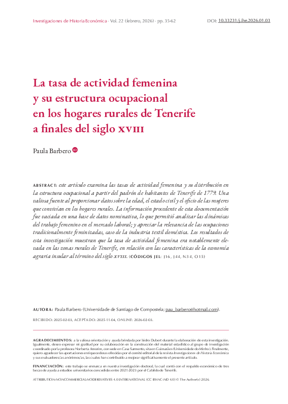 (PDF) La tasa de actividad femenina y su estructura ocupacional en los ...
