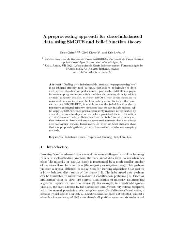 (PDF) A Preprocessing Approach for Class-Imbalanced Data Using SMOTE ...