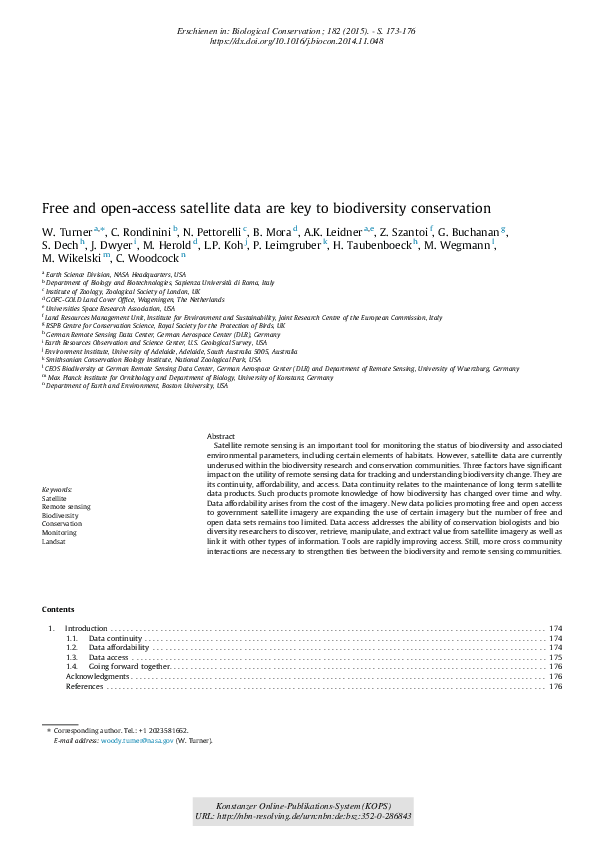 (PDF) Free and open-access satellite data are key to biodiversity ...