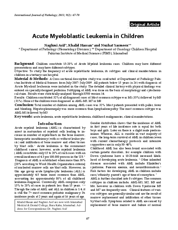 (PDF) Acute Myeloblastic Leukemia in Children