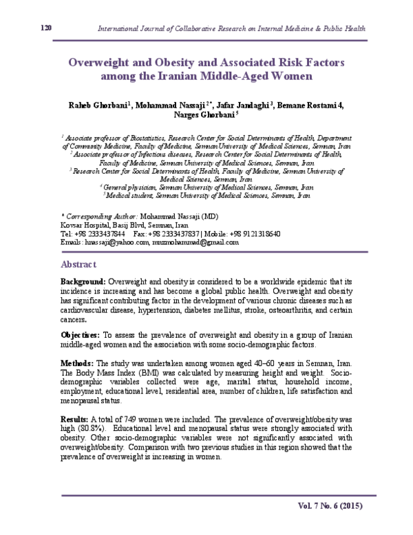 (PDF) Overweight and Obesity and Associated Risk Factors among the ...