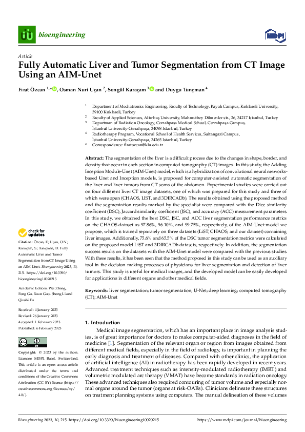 (PDF) Fully Automatic Liver and Tumor Segmentation from CT Image Using ...