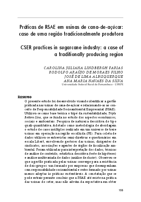 (PDF) Práticas de RSAE em usinas de cana-de-açúcar: caso de uma região ...