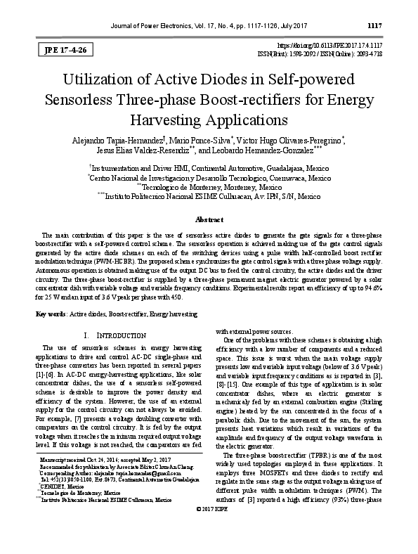 (PDF) Utilization of Active Diodes in Self-powered Sensorless Three ...