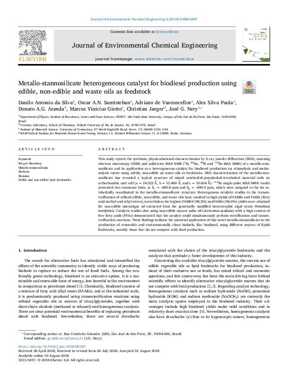 (PDF) Metallo-stannosilicate heterogeneous catalyst for biodiesel ...