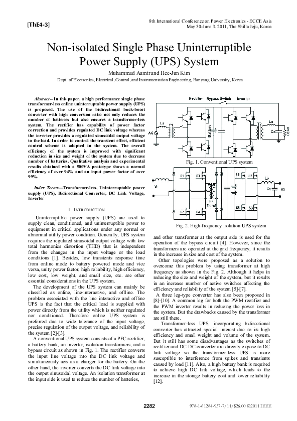 (PDF) Non-isolated single phase uninterruptible power supply (UPS) system