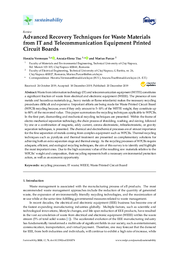 (PDF) Advanced Recovery Techniques for Waste Materials from IT and ...