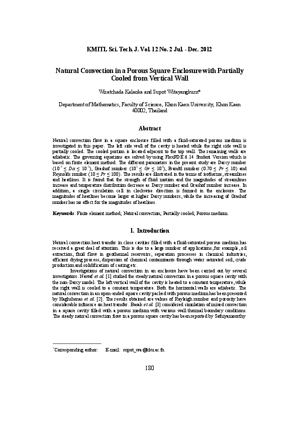 (PDF) Natural Convection in a Porous Square Enclosure with Partially ...