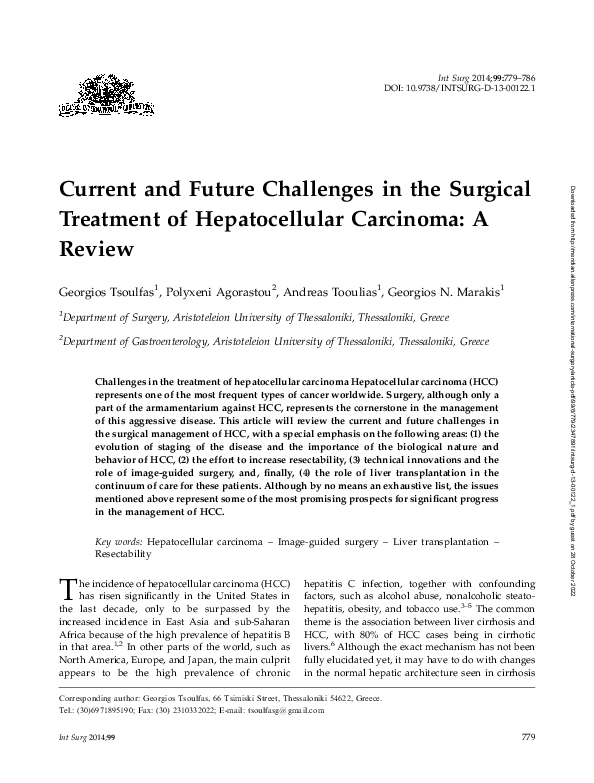 (PDF) Current and Future Challenges in the Surgical Treatment of ...